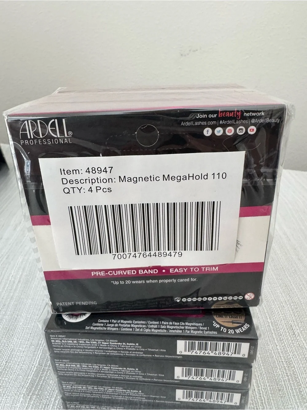 Ardell Magnetic Mega Hold False Lashes - Black with Pink Accents 8 Pack Bundle
